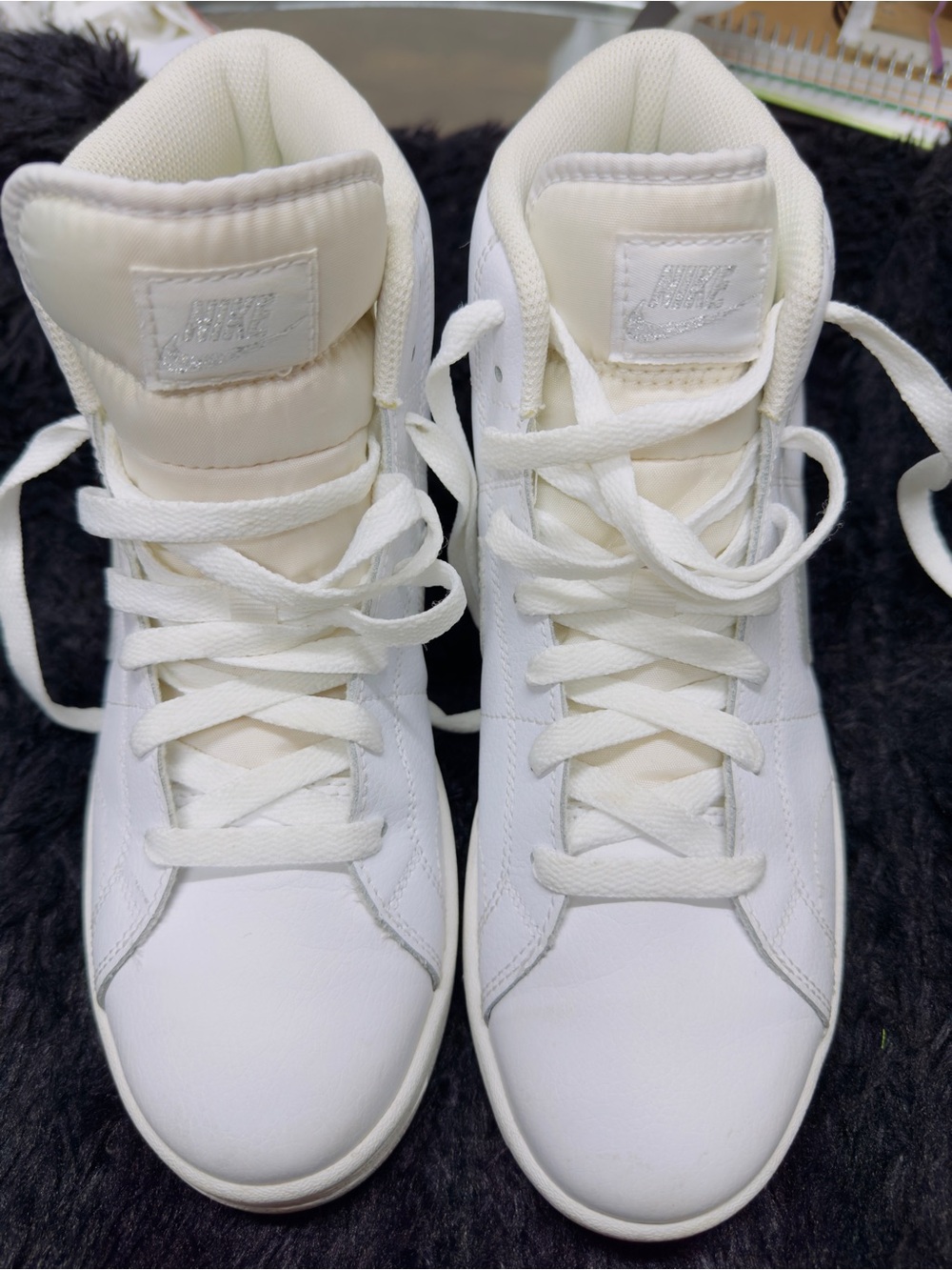Nike White and Cream High-Top Sneakers